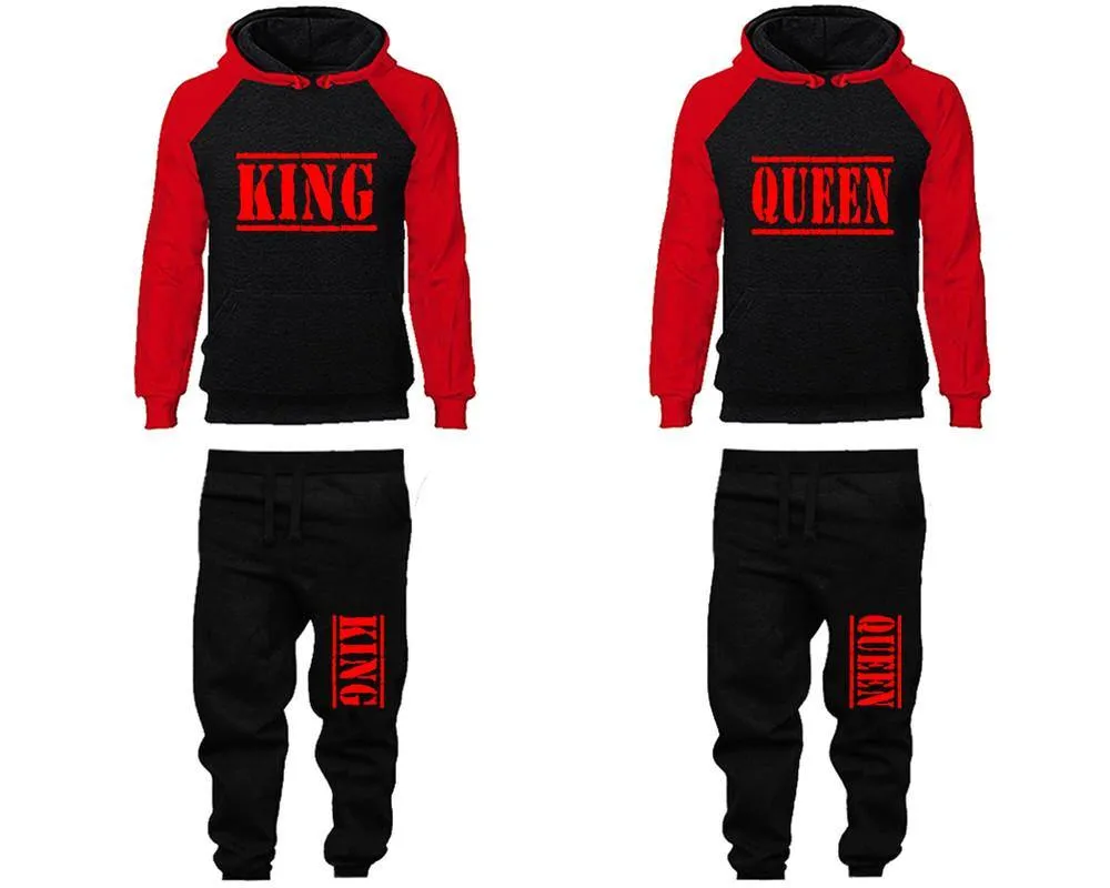 King Queen Couple Hoodies and Jogger Pants, Matching Top and Bottom Set