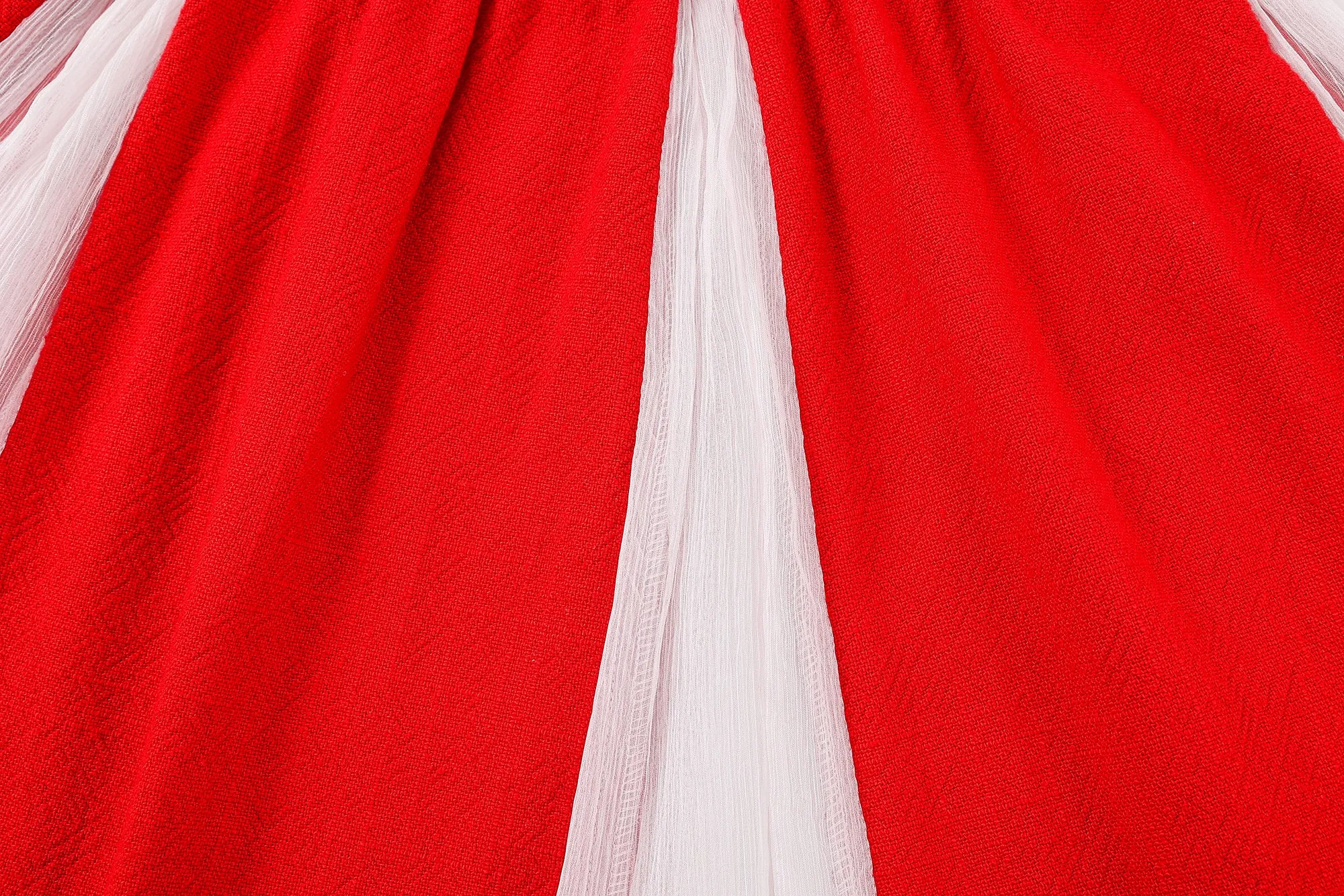 Linen and Sheer Silk Cheer Skirt Red/White