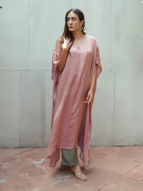 Mauve Silk Blend Kaftan Kurta Pant Set