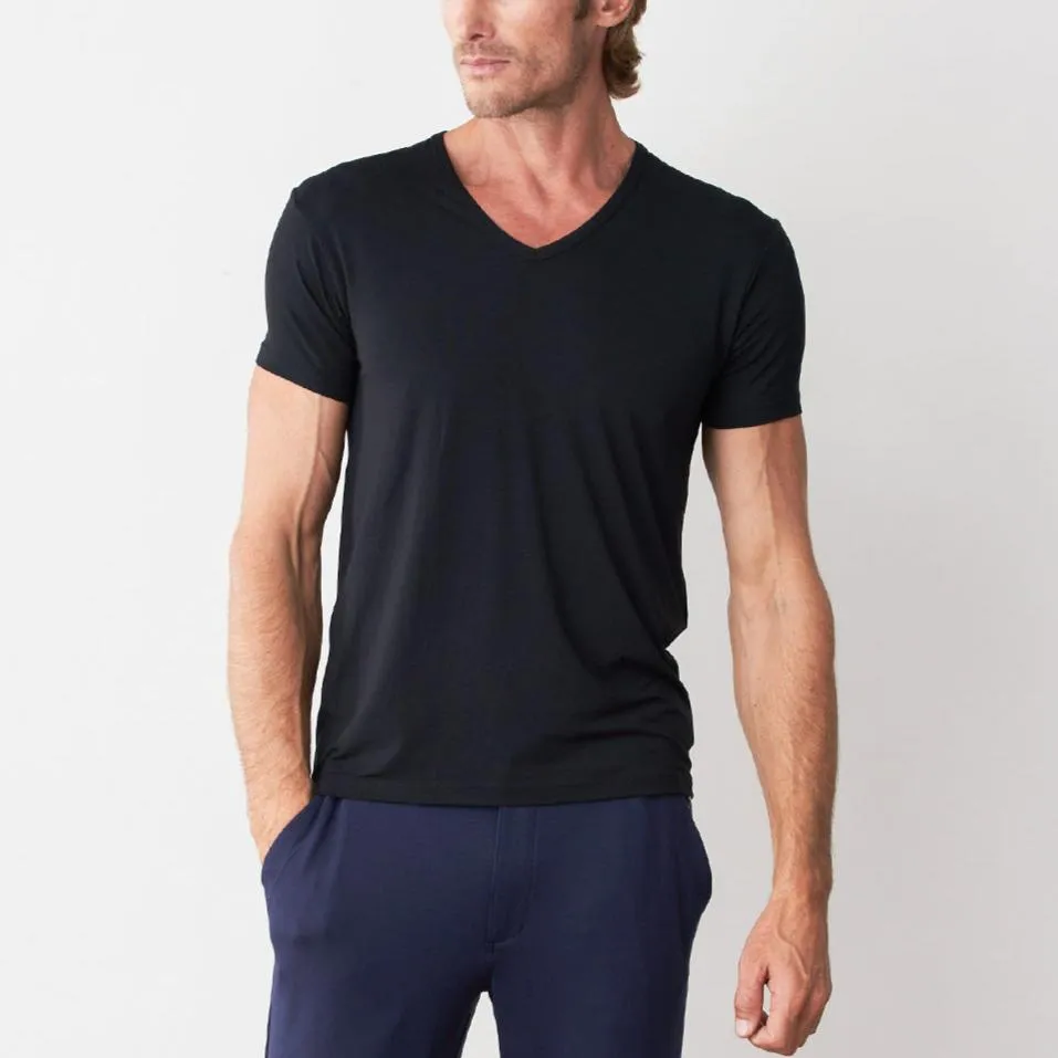 Modal Silk Seamless V-neck Short Sleeve T-Shirt