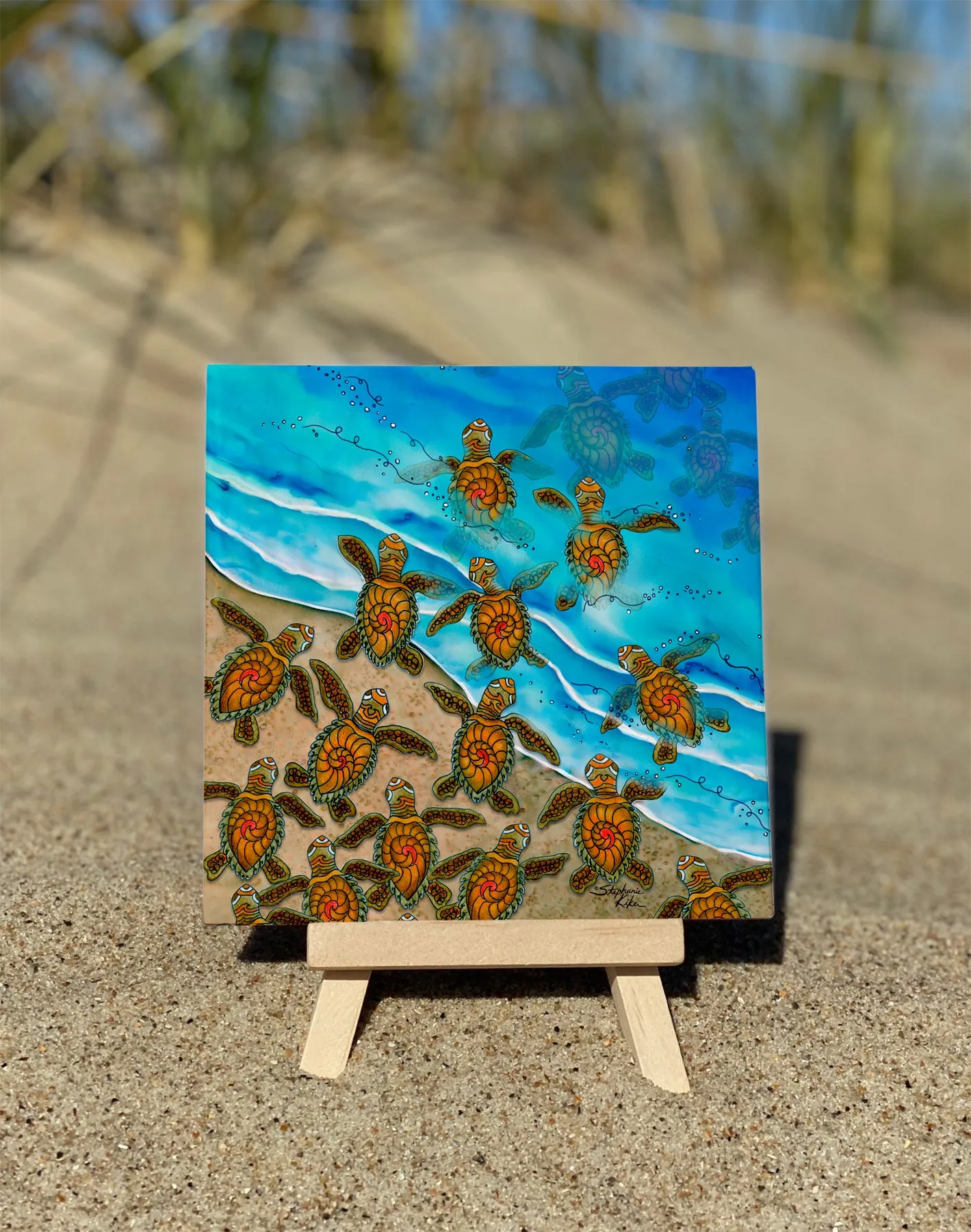 Ocean Bound Turtles Ceramic Tile