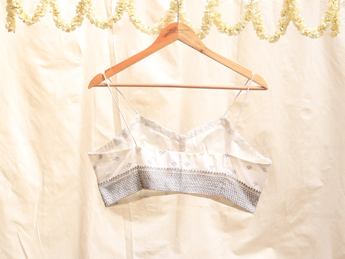 Off white, Karnataka silk, Hand embroidery bralette