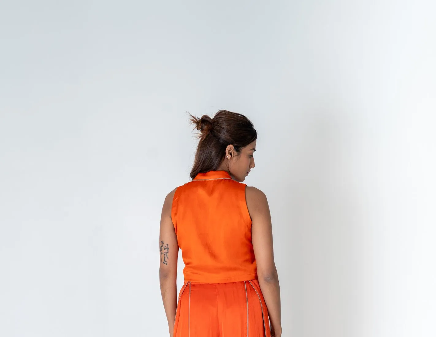 Orange Sleveless Waistcoat Top