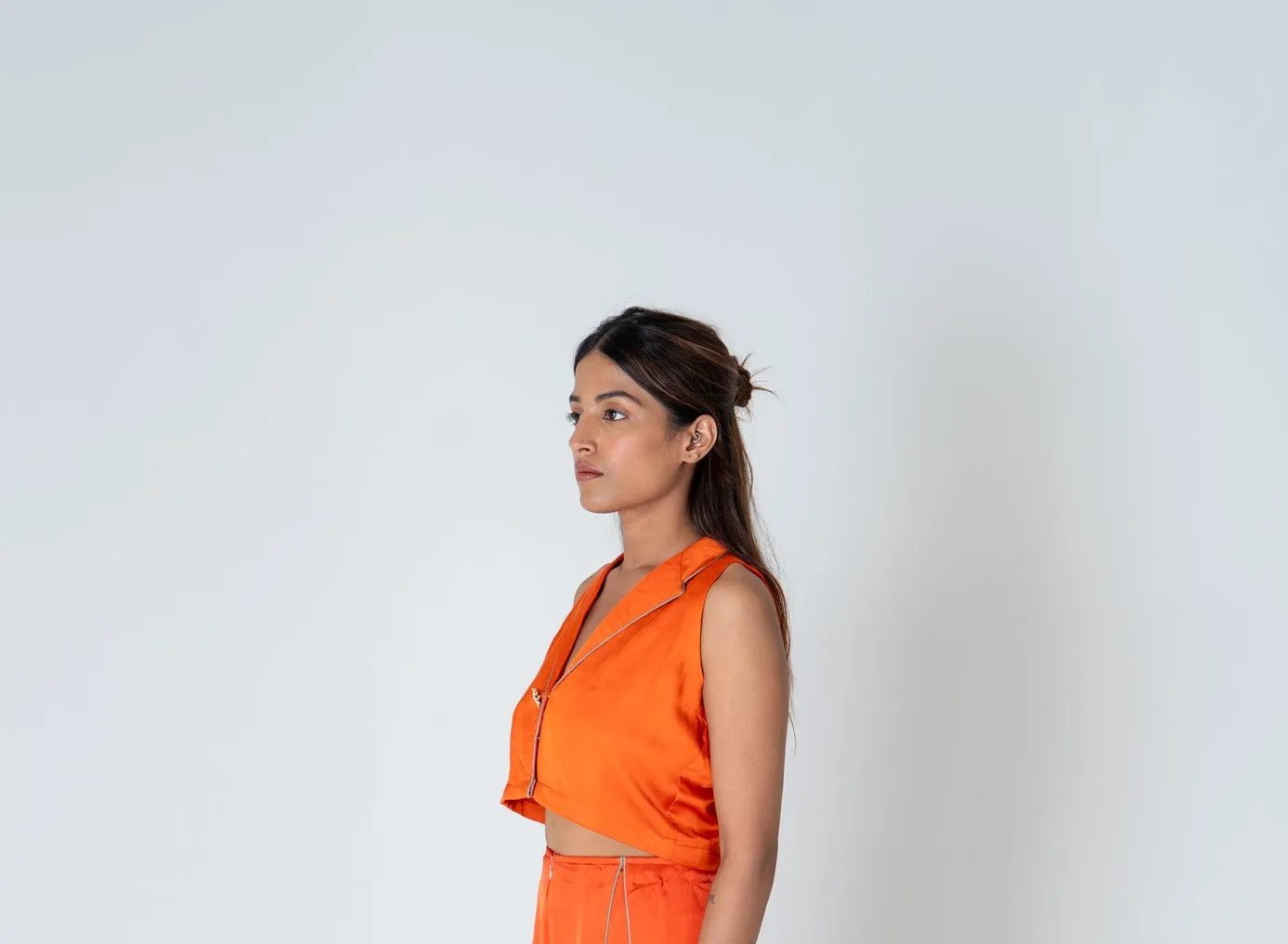 Orange Sleveless Waistcoat Top