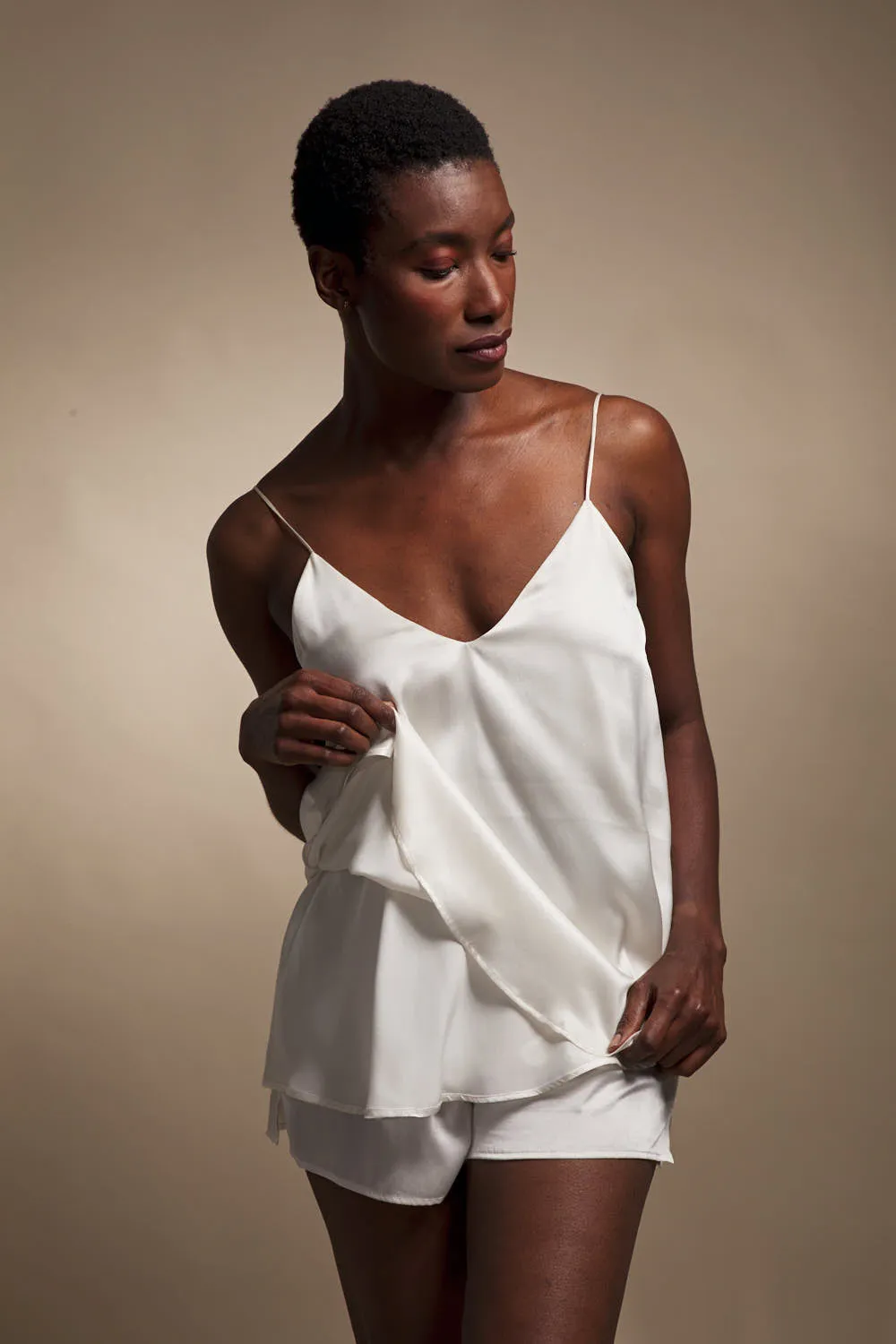 Organic Peace Silk Camisole Top | White