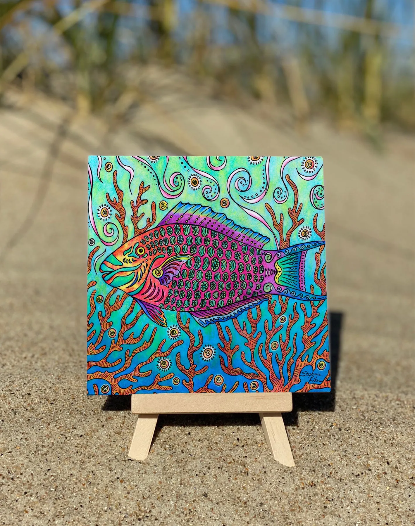 Parrot Fish Ceramic Tile