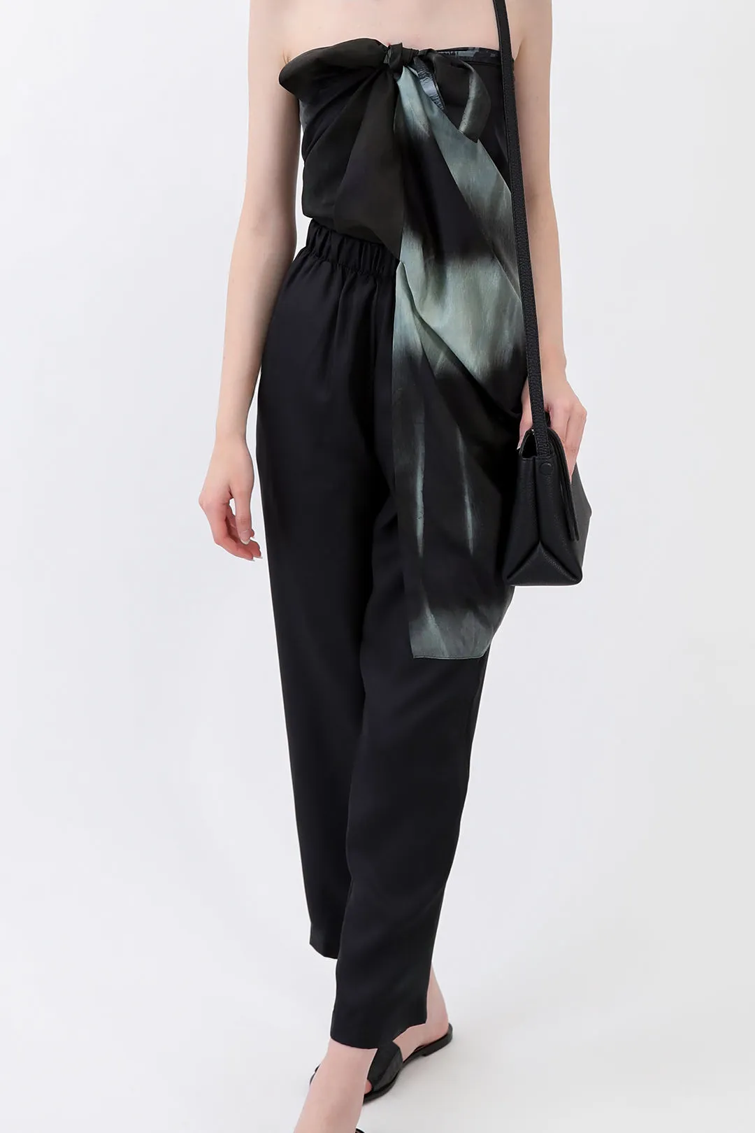 PAZ SILK TWILL NARROW LEG PANT IN BLACK