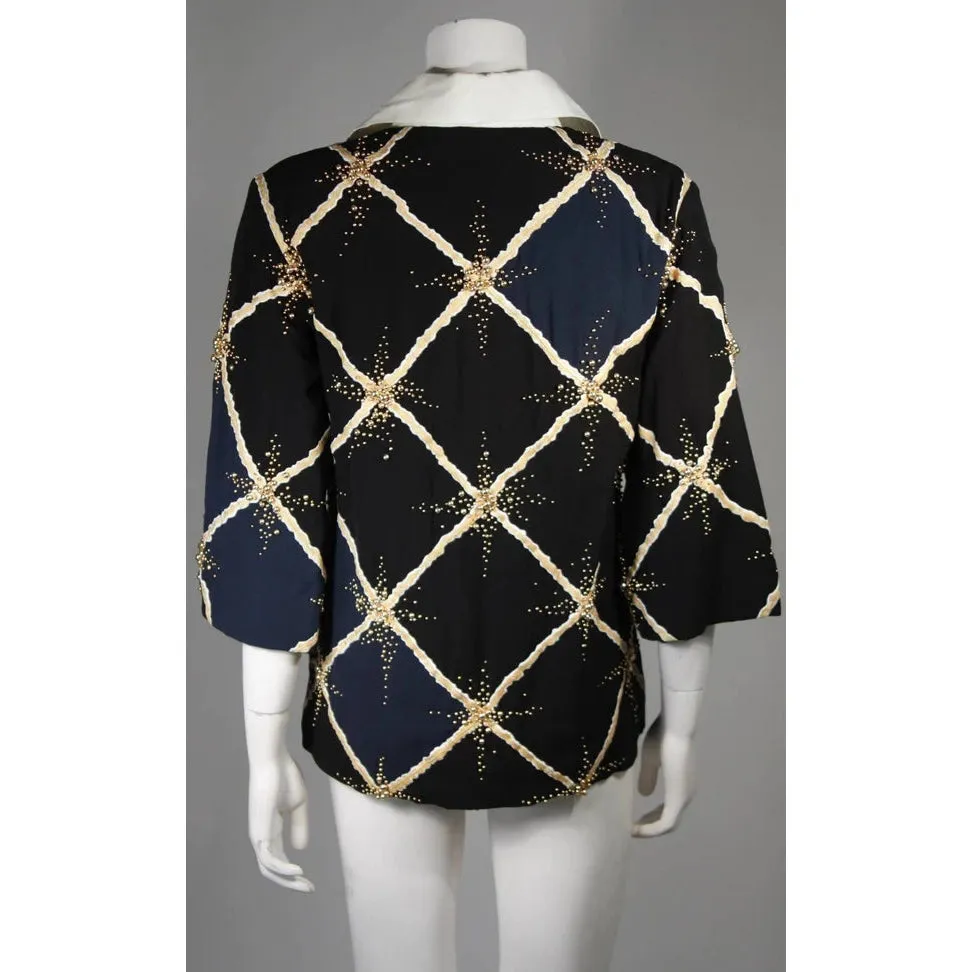 PIERRE BALMAIN Embellished Blouse w/ Exaggerated Collar | Small