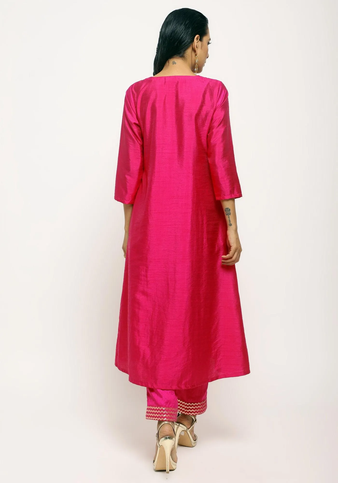 Pink Angrakha Foil Pant