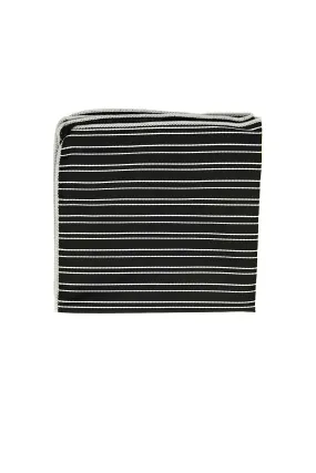 Pocket Square - Rich Silk Black Stripes