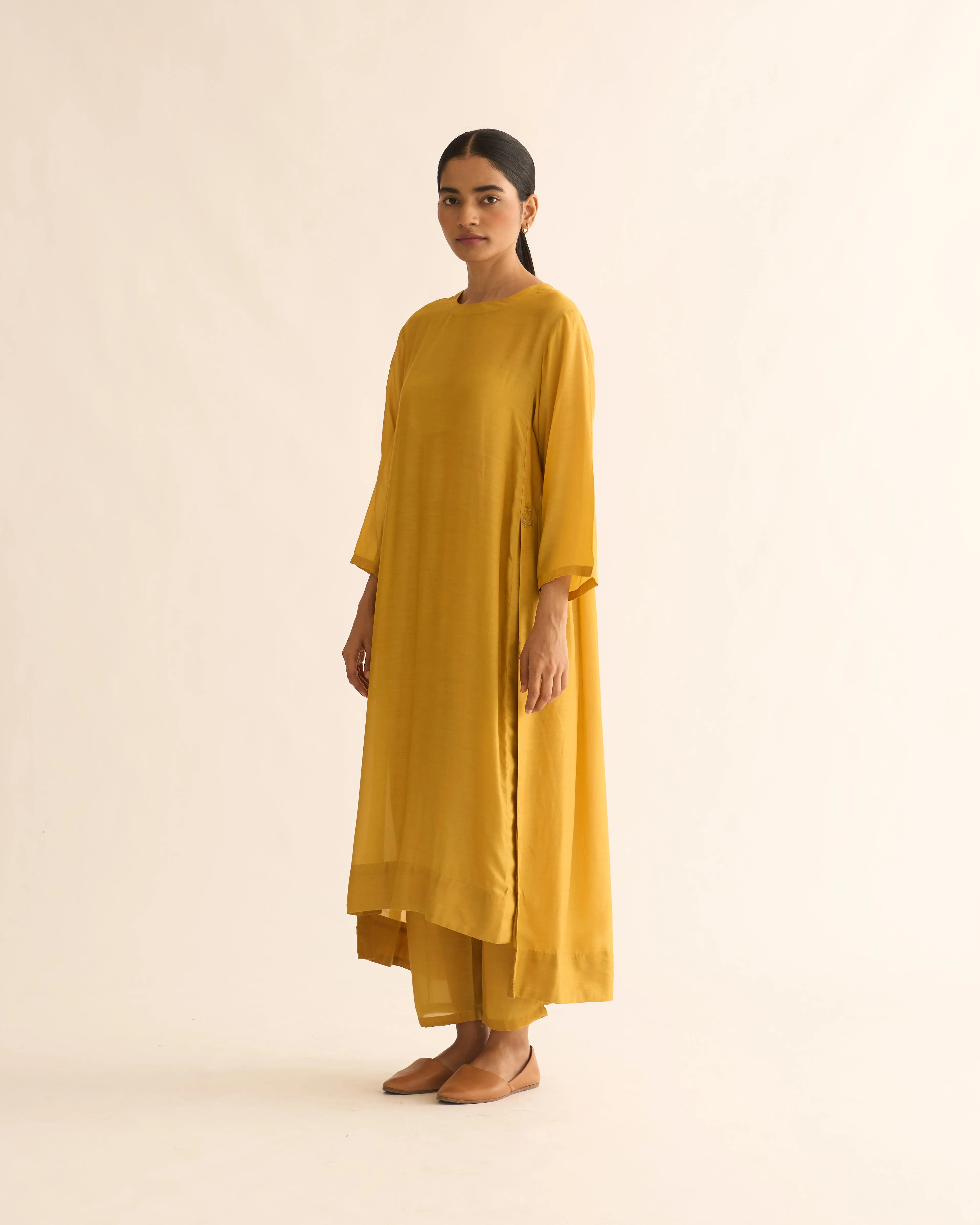 "AVANI MUSTARD BACK GATHER KURTA SET  "