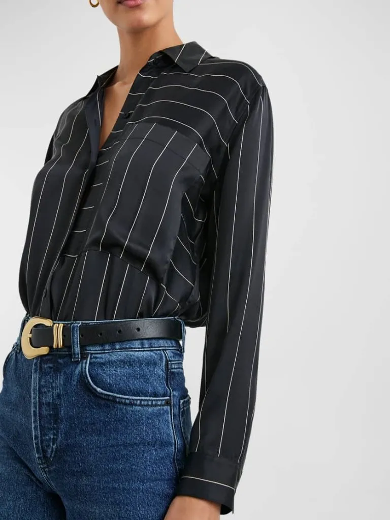 Rails Spencer Ink Stripe Silk Blouse