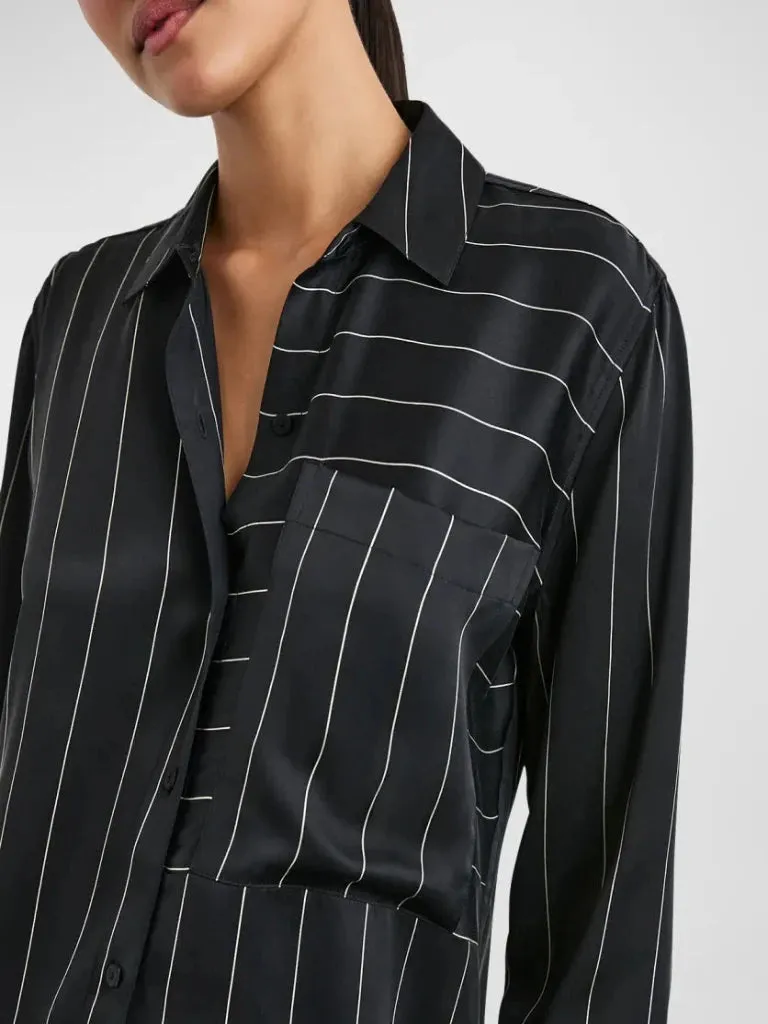 Rails Spencer Ink Stripe Silk Blouse