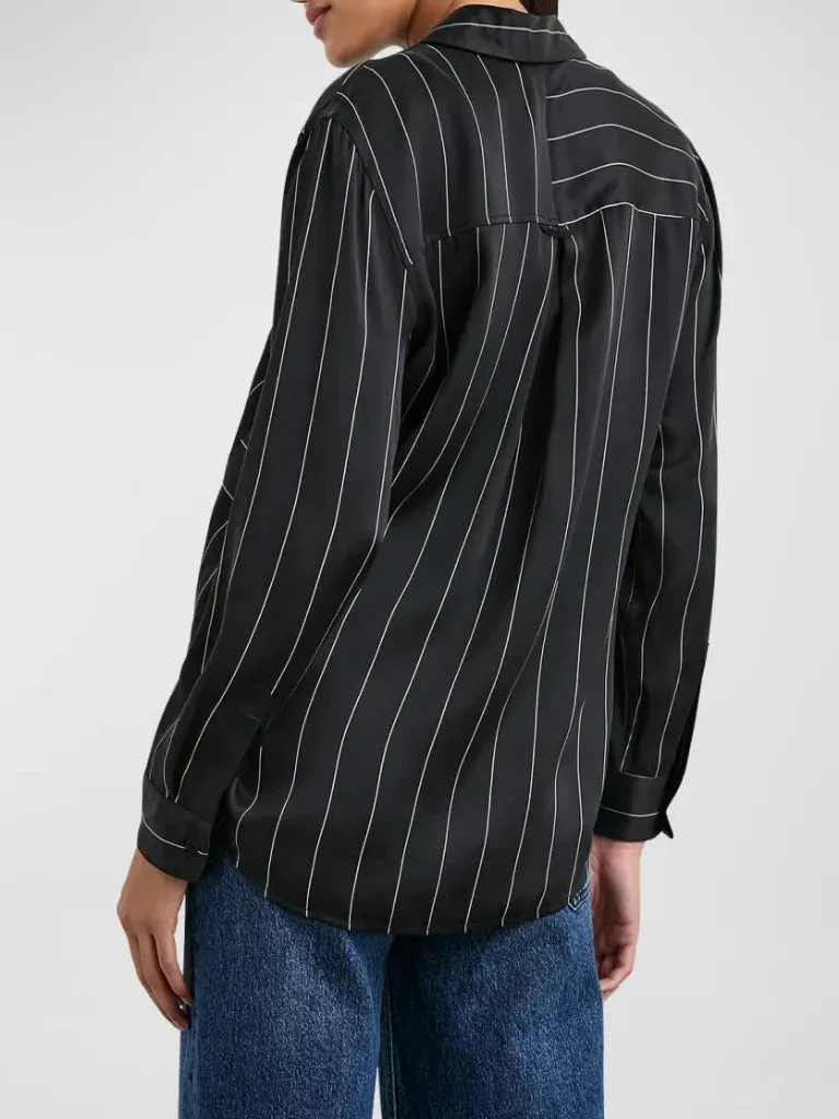 Rails Spencer Ink Stripe Silk Blouse