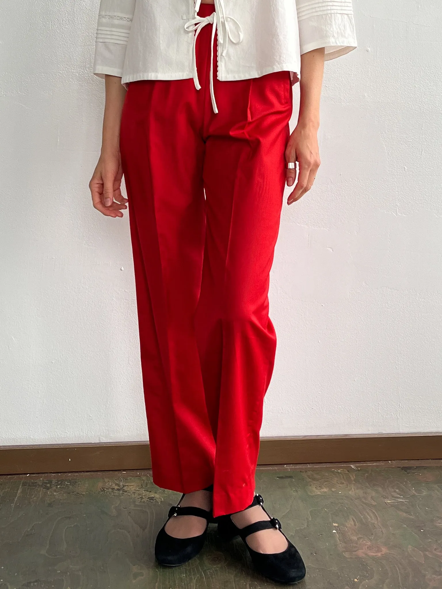 Red Silk Trousers (XS)