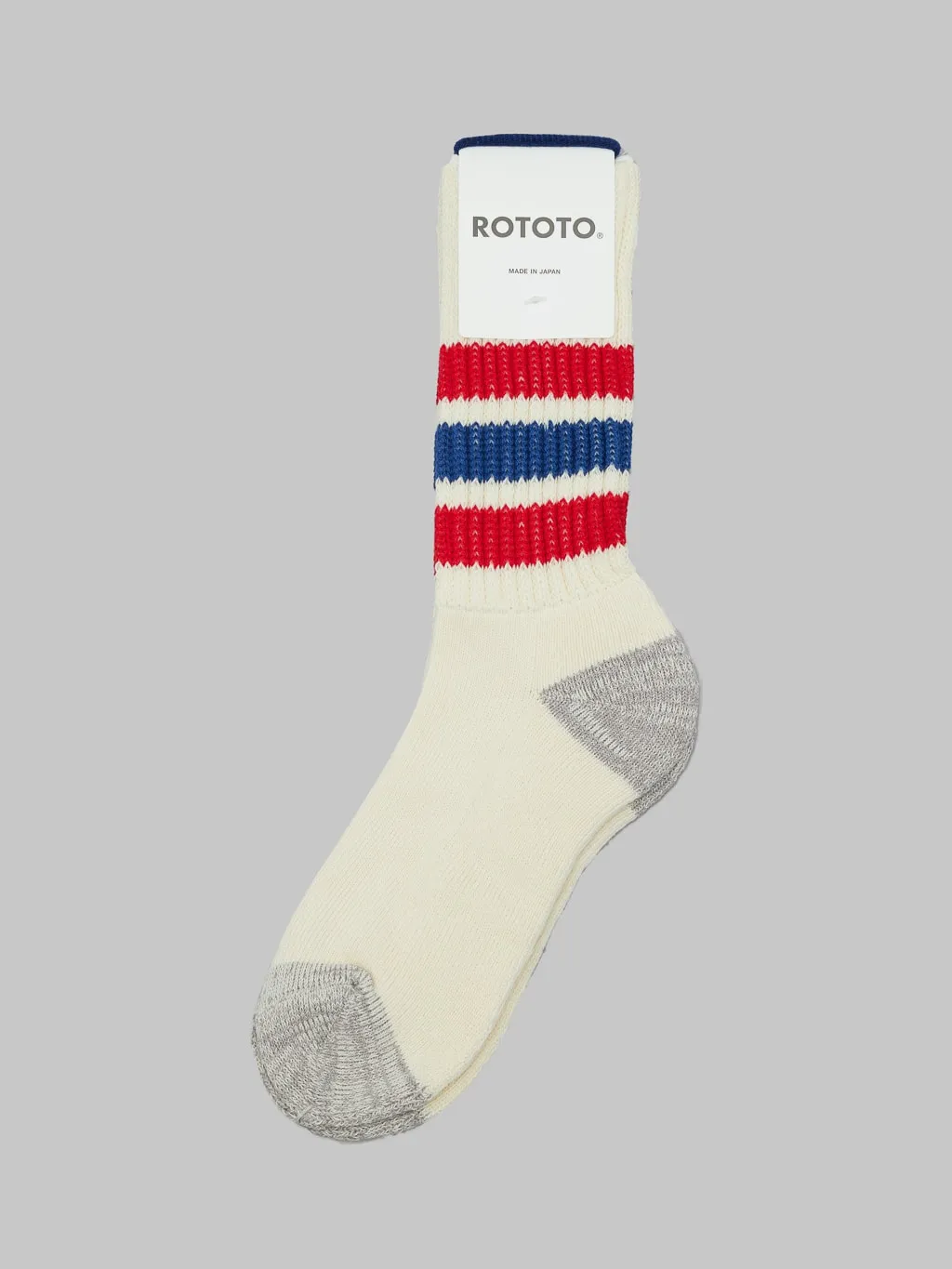 ROTOTO Coarse Ribbed Oldschool Crew Socks Chili Red/Blue