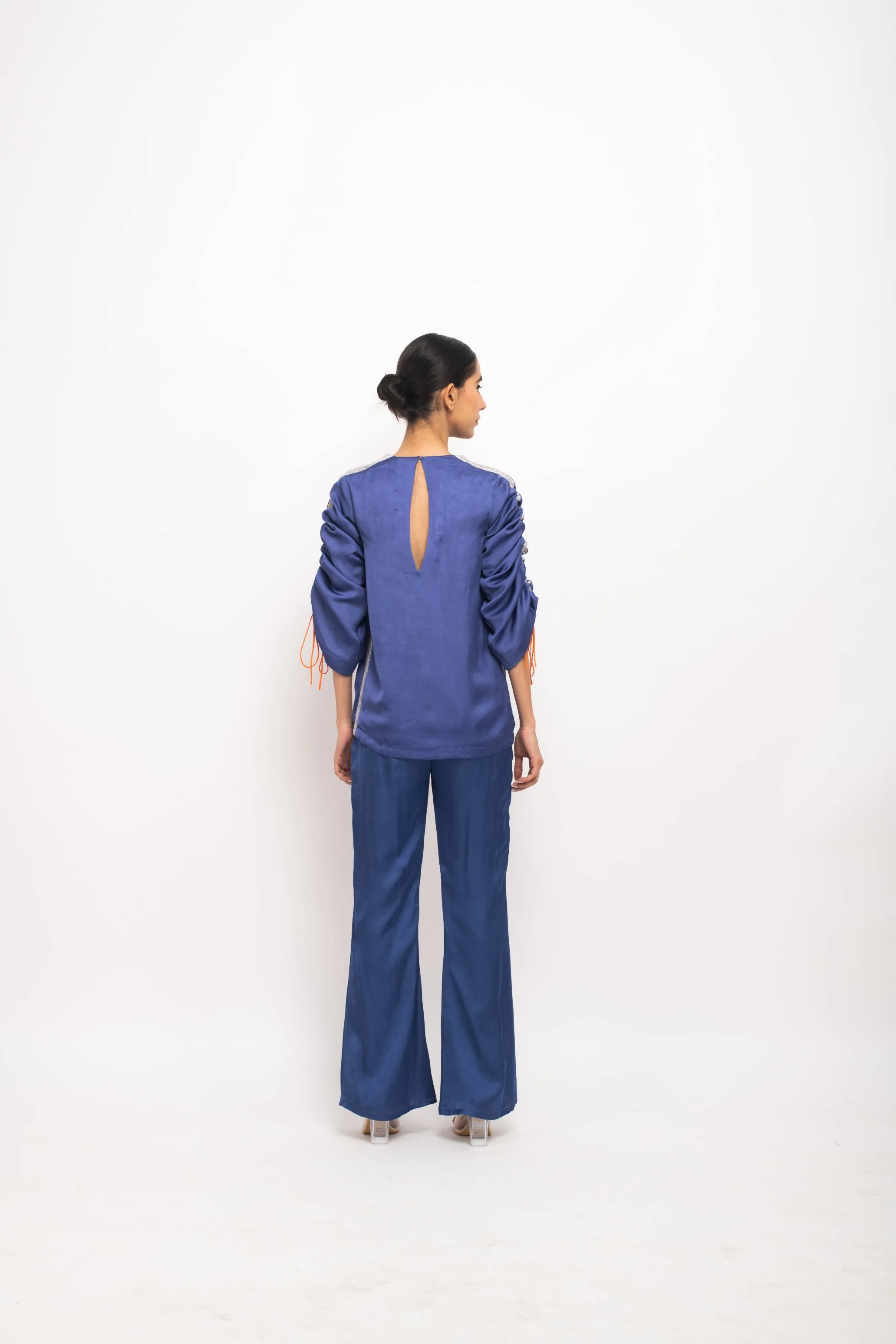 Rouching Detail Pant Suit Set