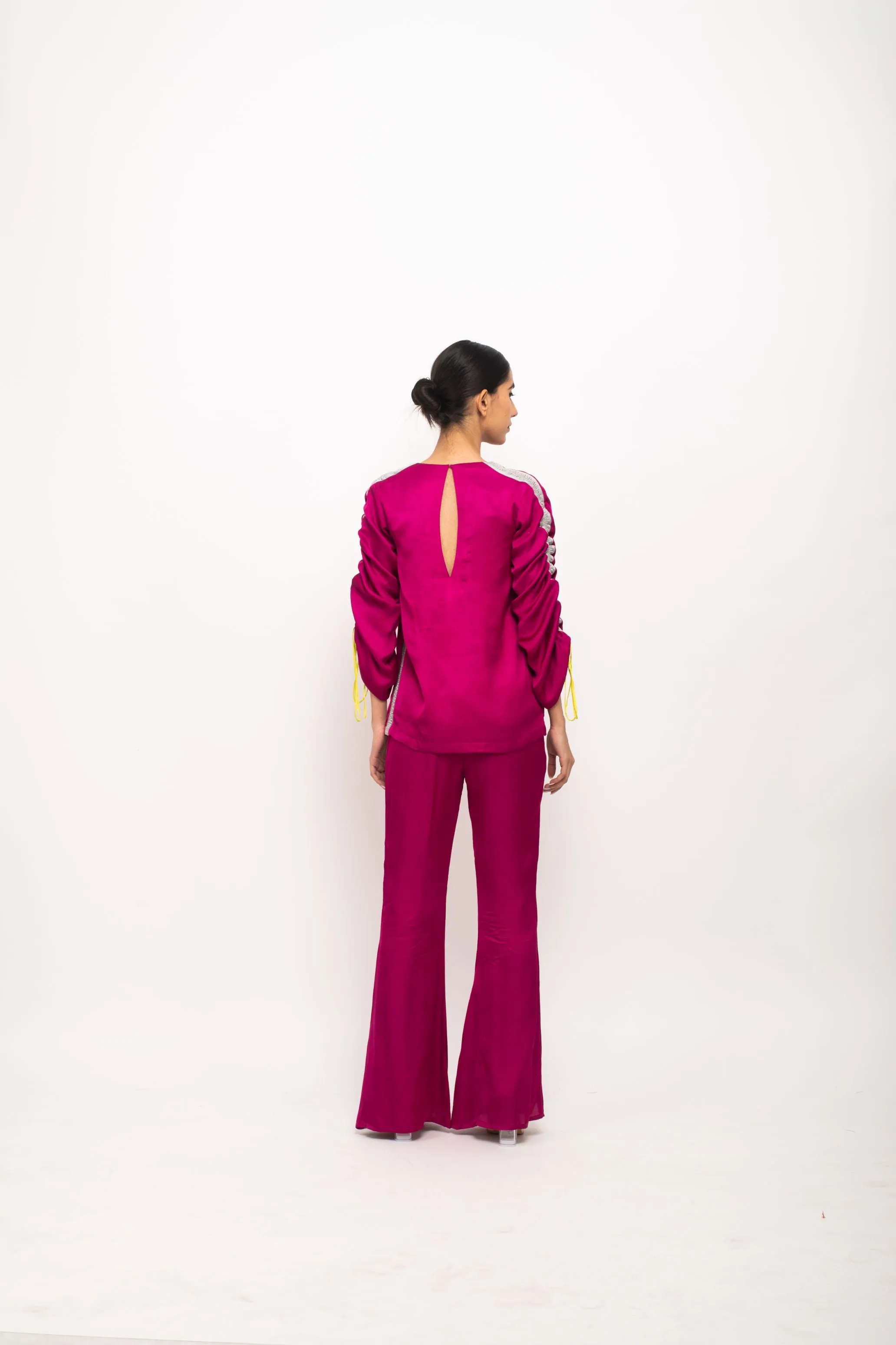 Rouching Detail Pant Suit Set