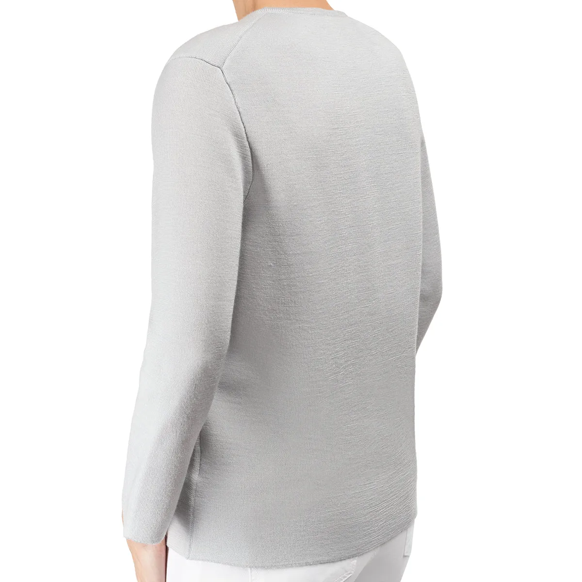 Round Neck Zip Cardigan in Vapor/White