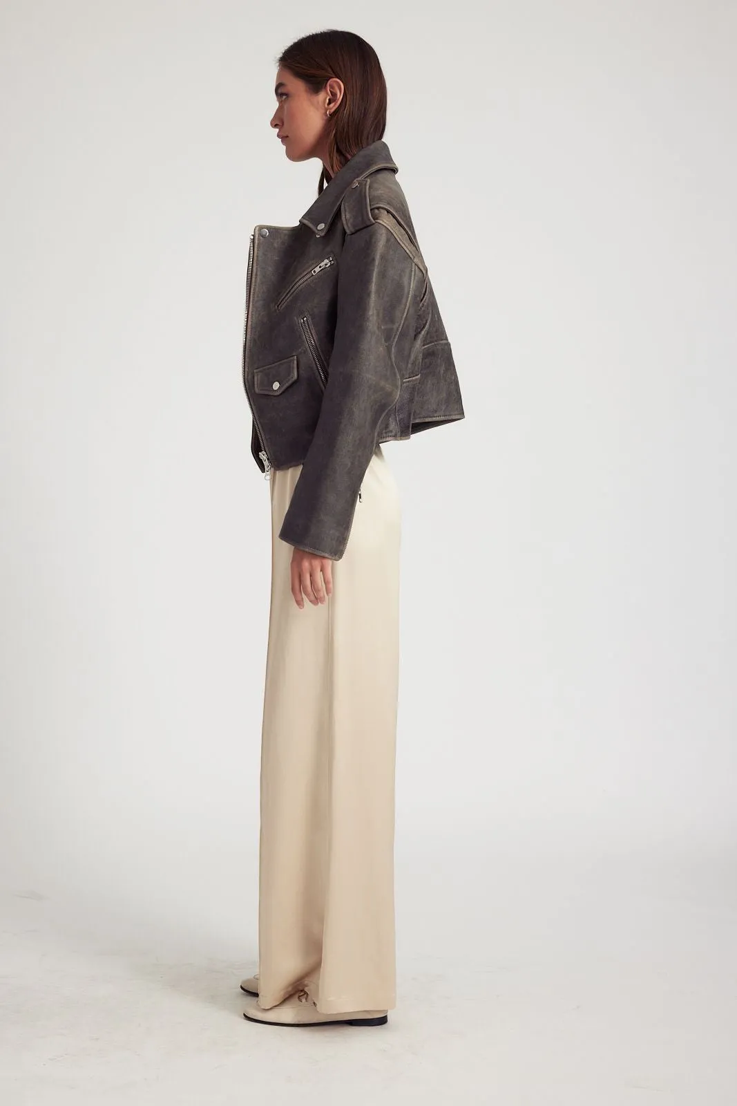 Sand Silk Wide Leg Pintuck Pants