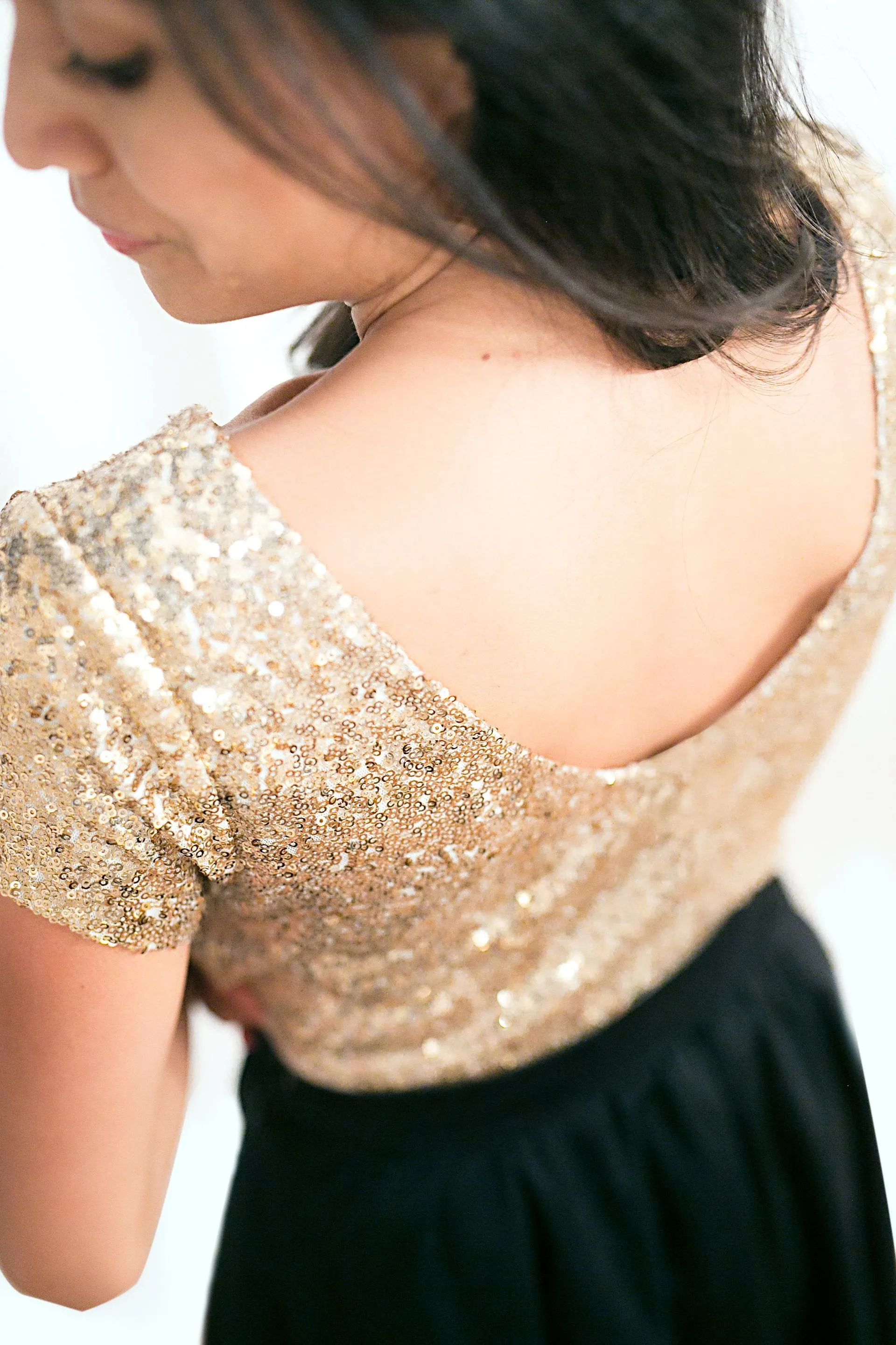 sequin top in gold