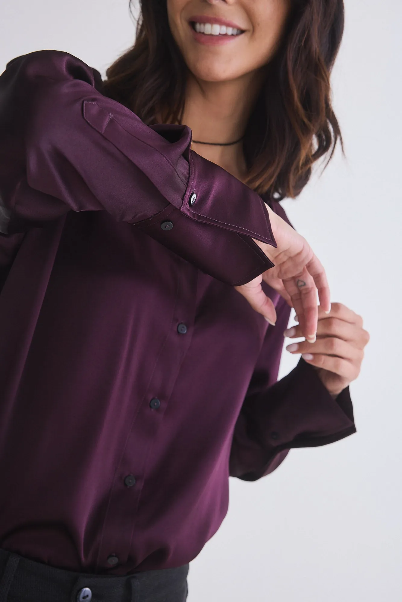 Shift Your Gaze Silk Button Down Blouse