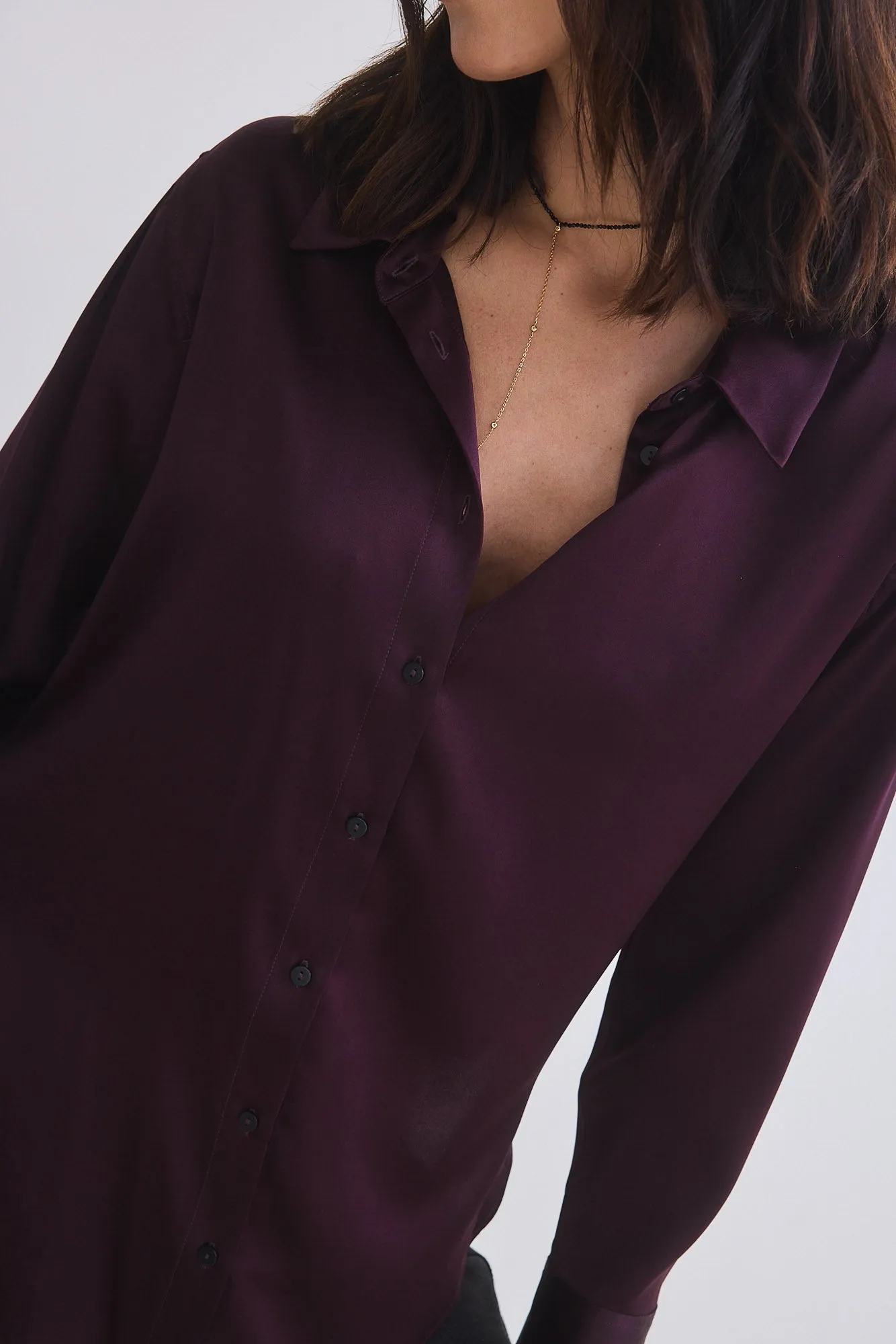 Shift Your Gaze Silk Button Down Blouse