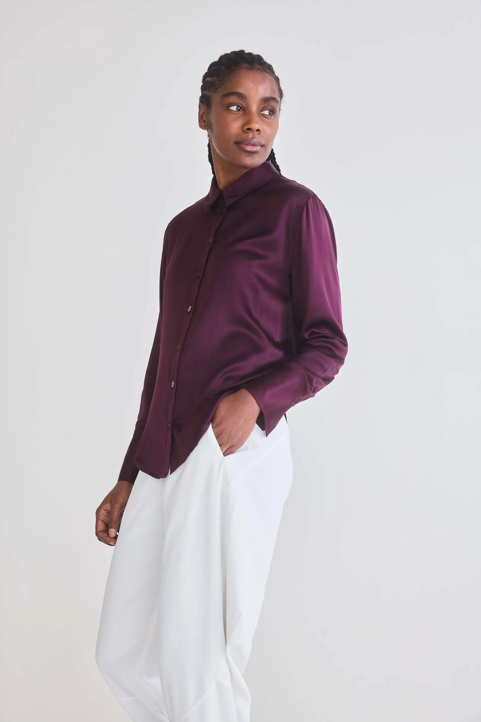 Shift Your Gaze Silk Button Down Blouse