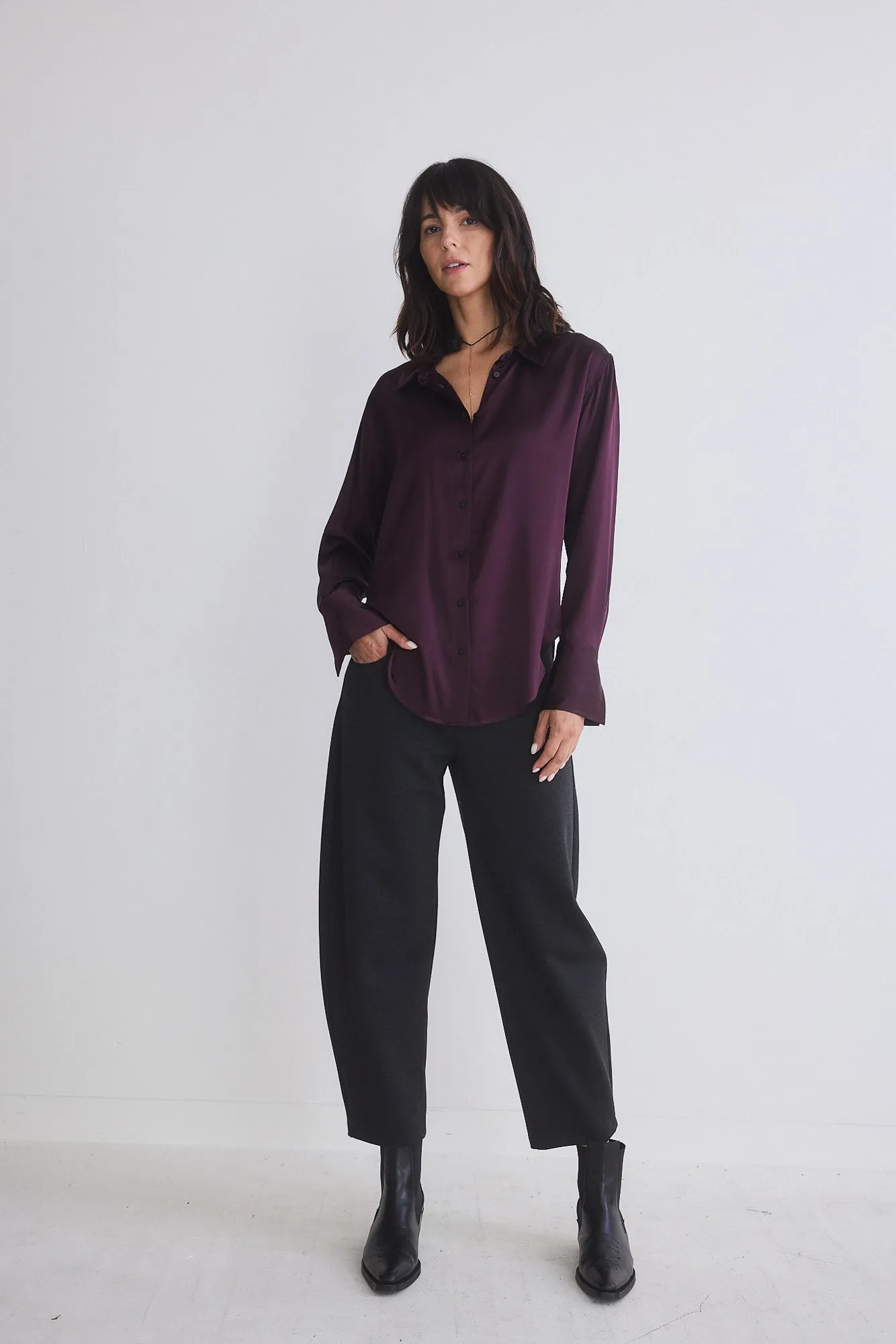 Shift Your Gaze Silk Button Down Blouse