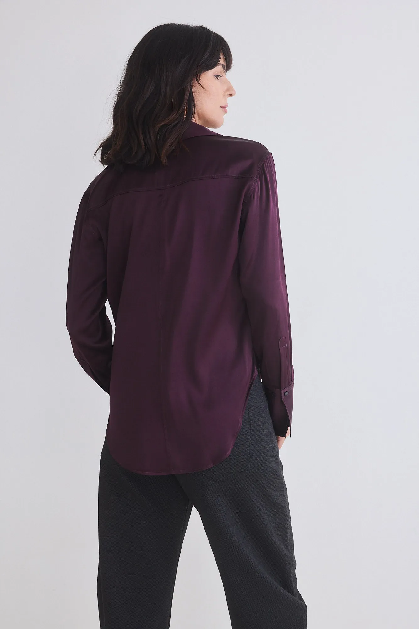 Shift Your Gaze Silk Button Down Blouse