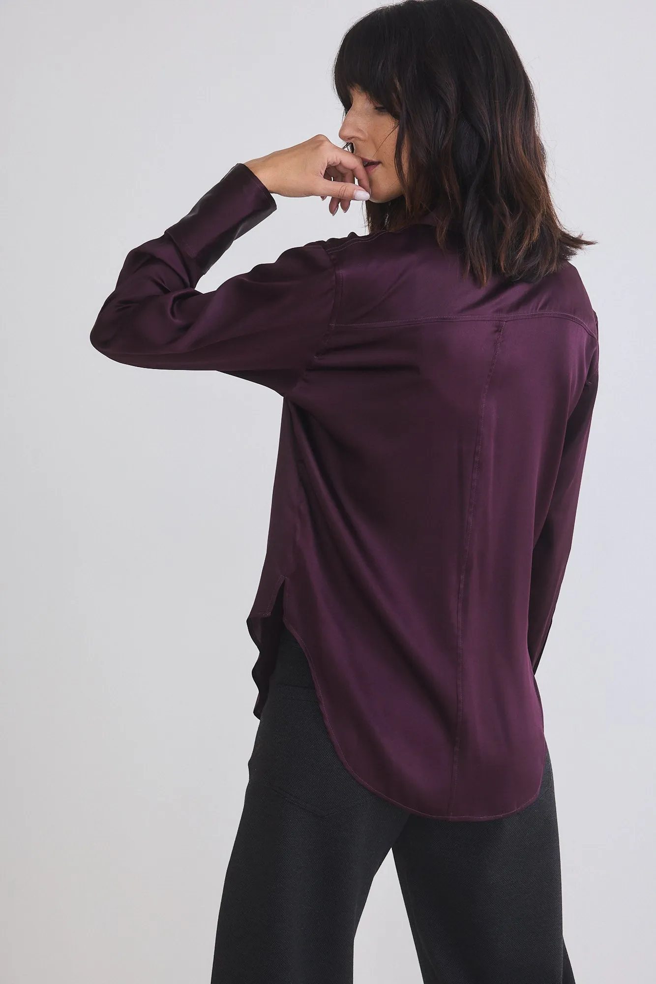 Shift Your Gaze Silk Button Down Blouse