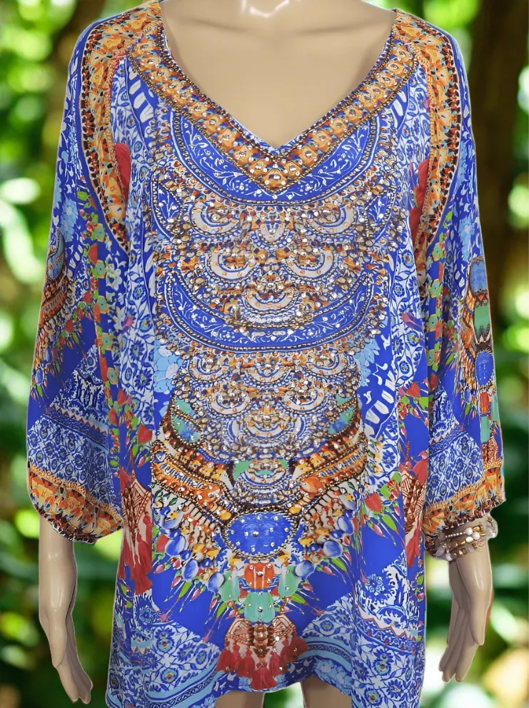 Silk Embellished Gypsy Top -Paradise-Fashion Spectrum