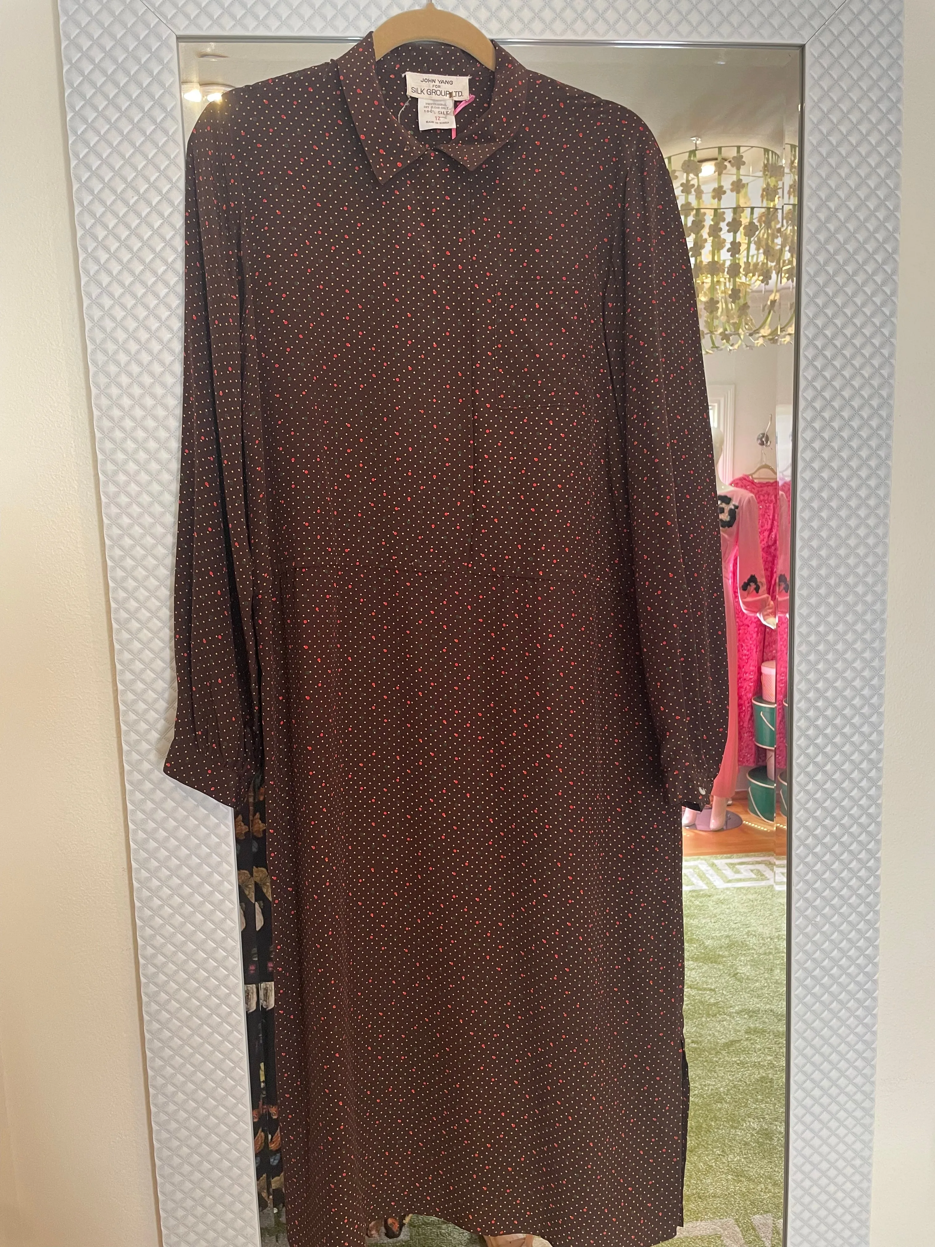 Silk Polka Dot Dress by John Yang (Size 6)