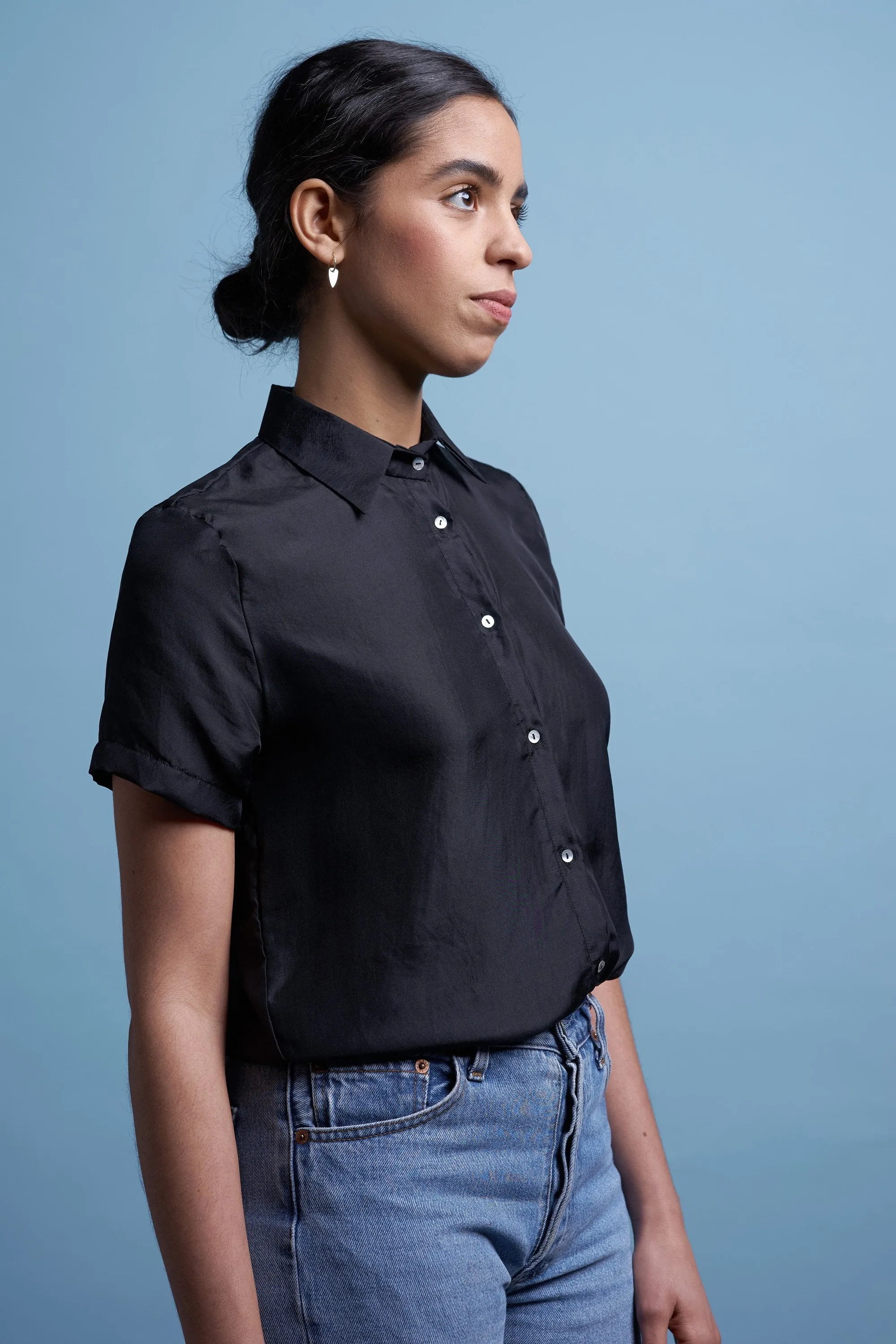 silk shirt black <br> by Signe