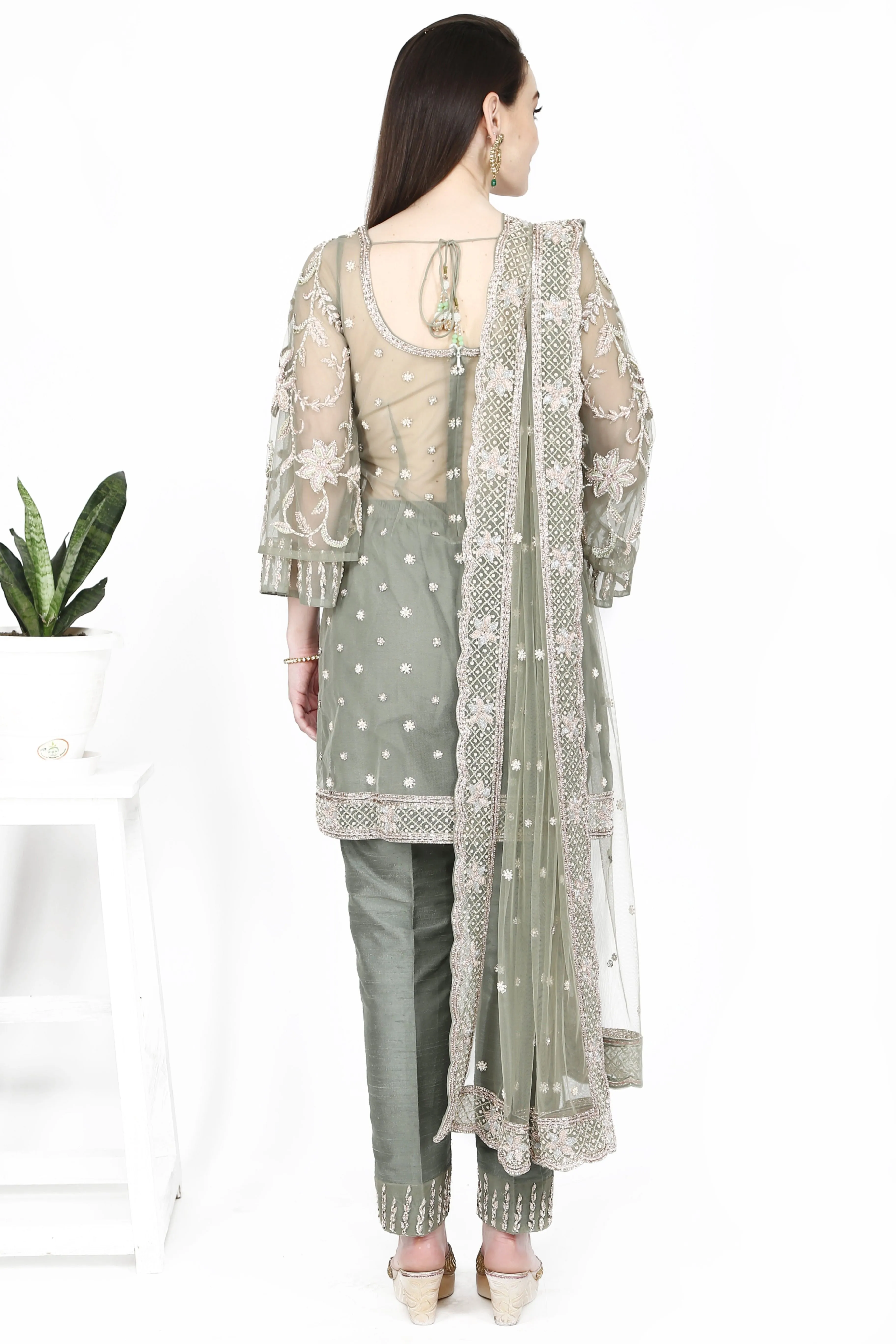 Steel Grey Kurti Set.