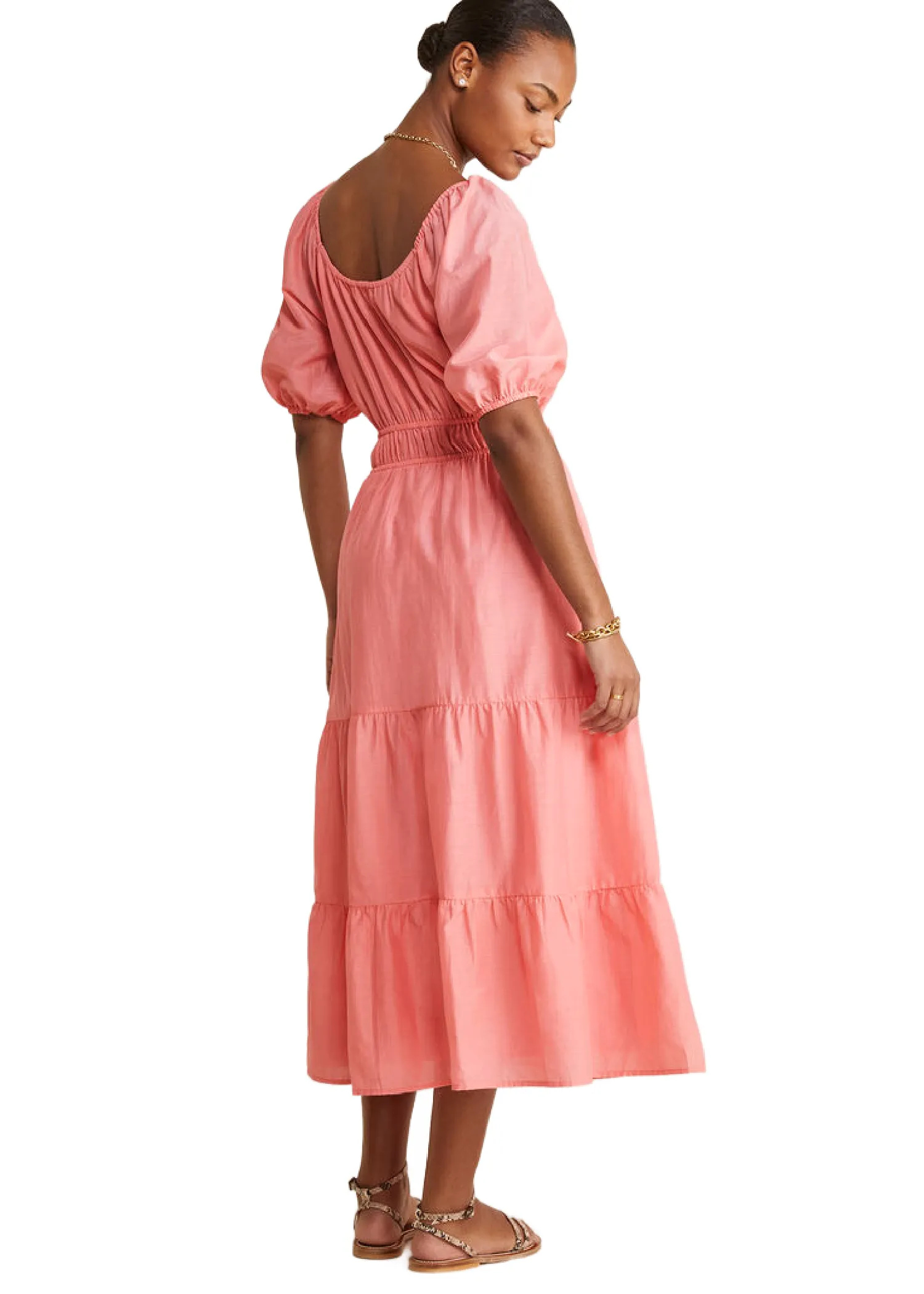 TIERED SMOCKED-WAIST MAXI DRESS