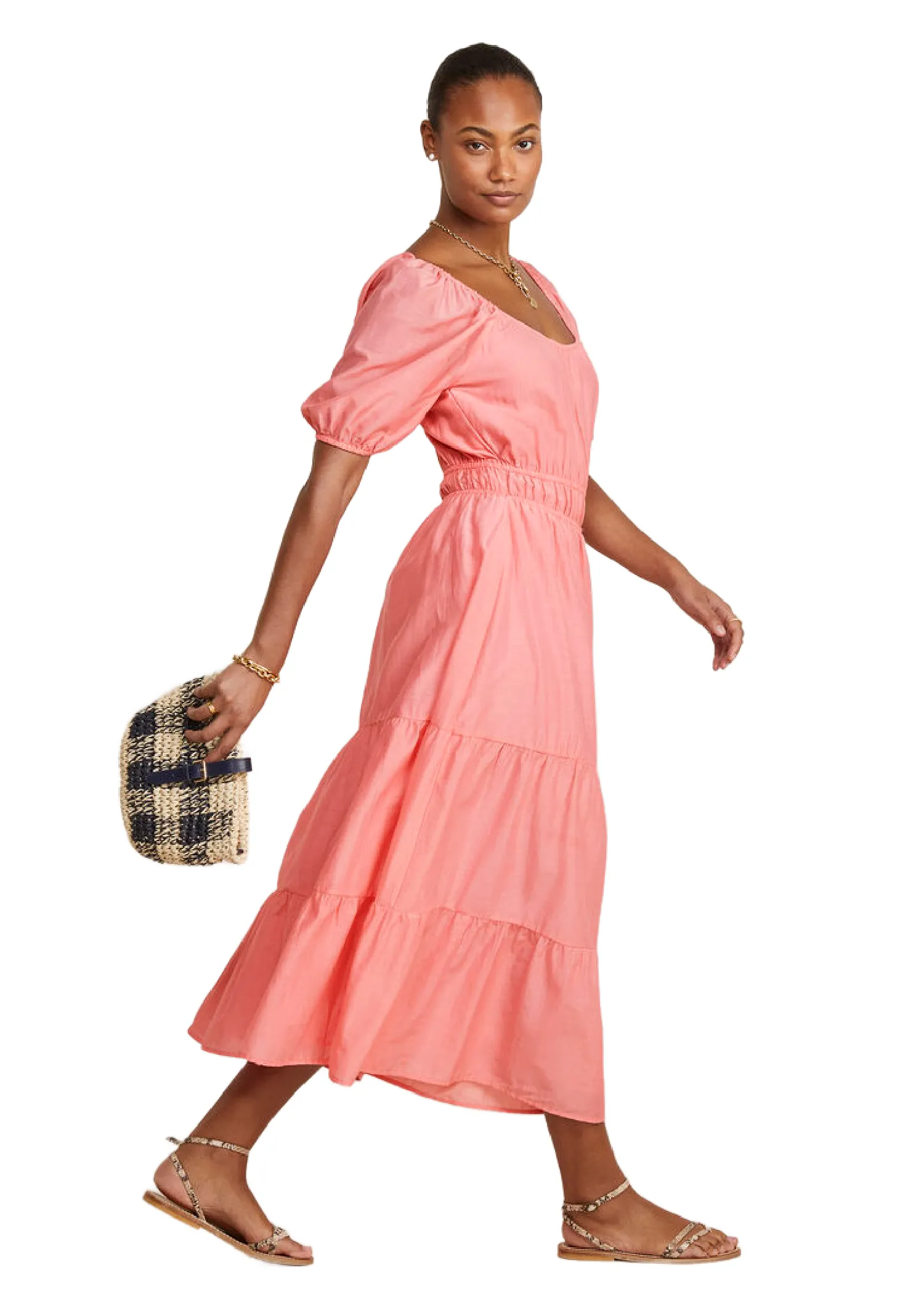 TIERED SMOCKED-WAIST MAXI DRESS