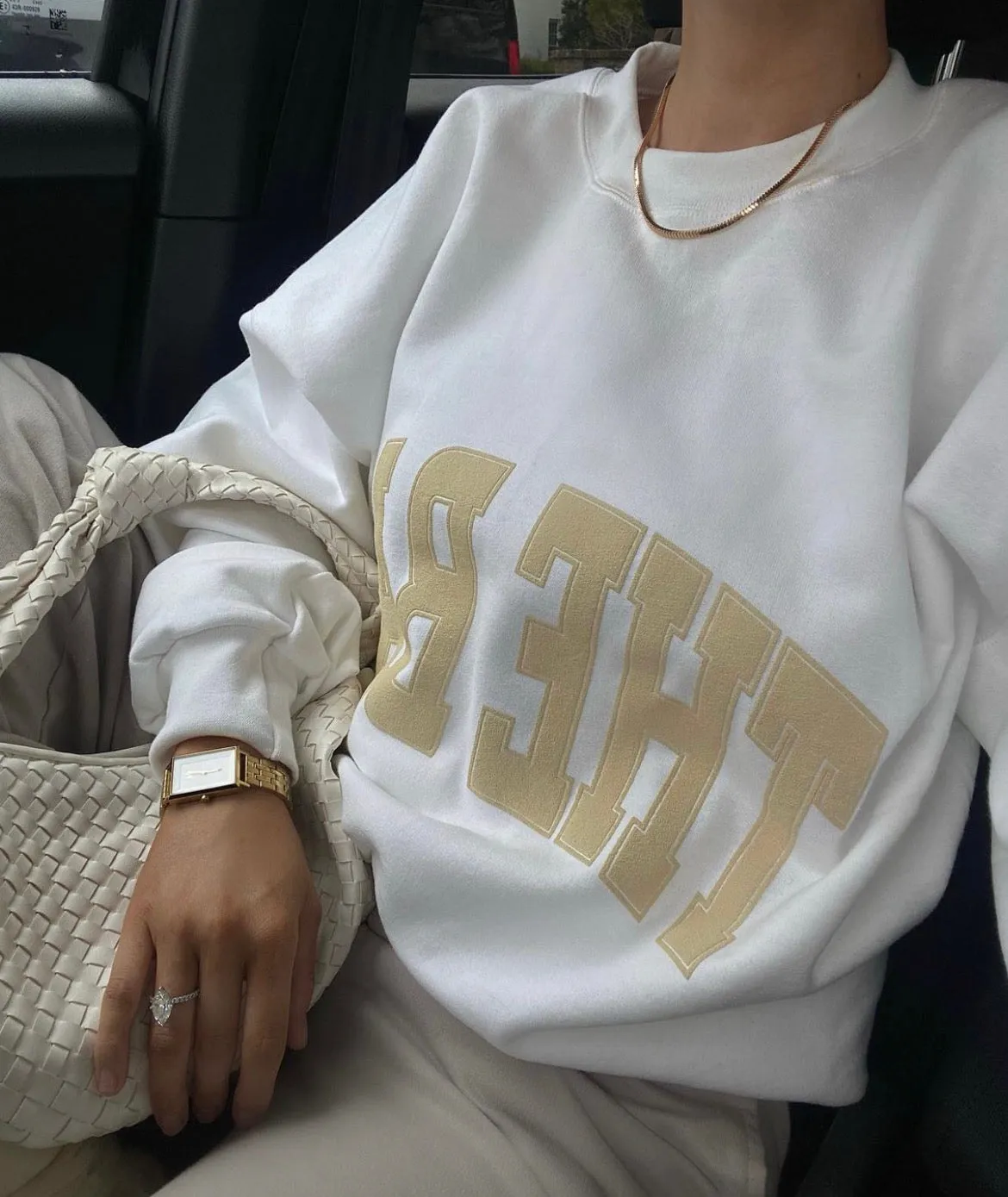 VARSITY SWEATSHIRT WHITE/TAN