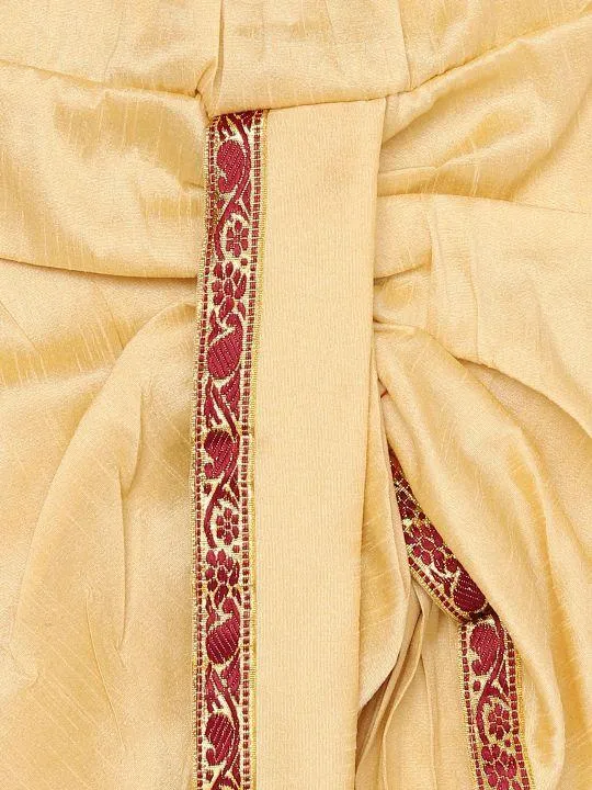 Vastramay Boy's Gold & Maroon Angrakha Kurta and Dhoti Set