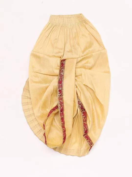 Vastramay Boy's Gold & Maroon Angrakha Kurta and Dhoti Set