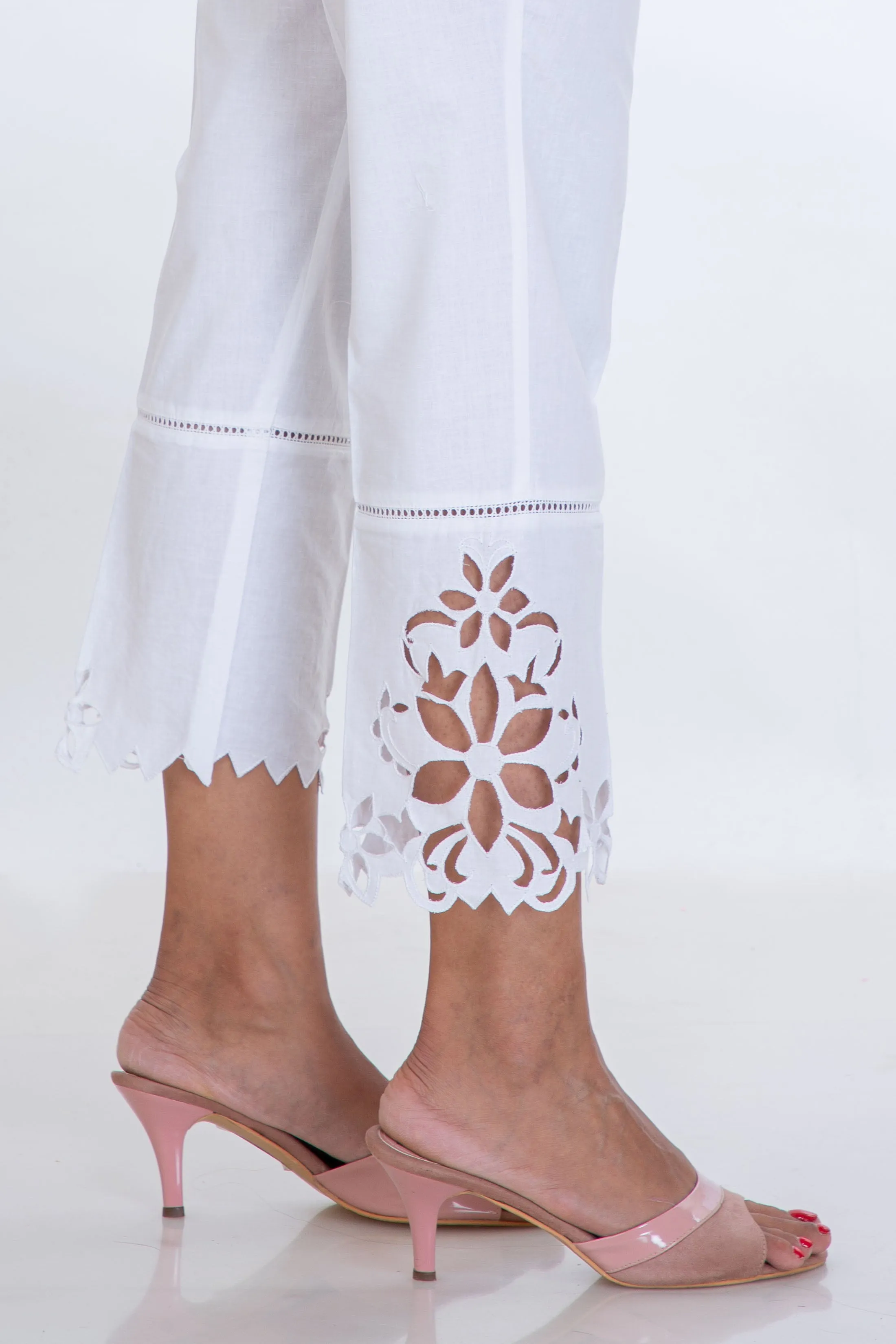 White Cut Work Pants