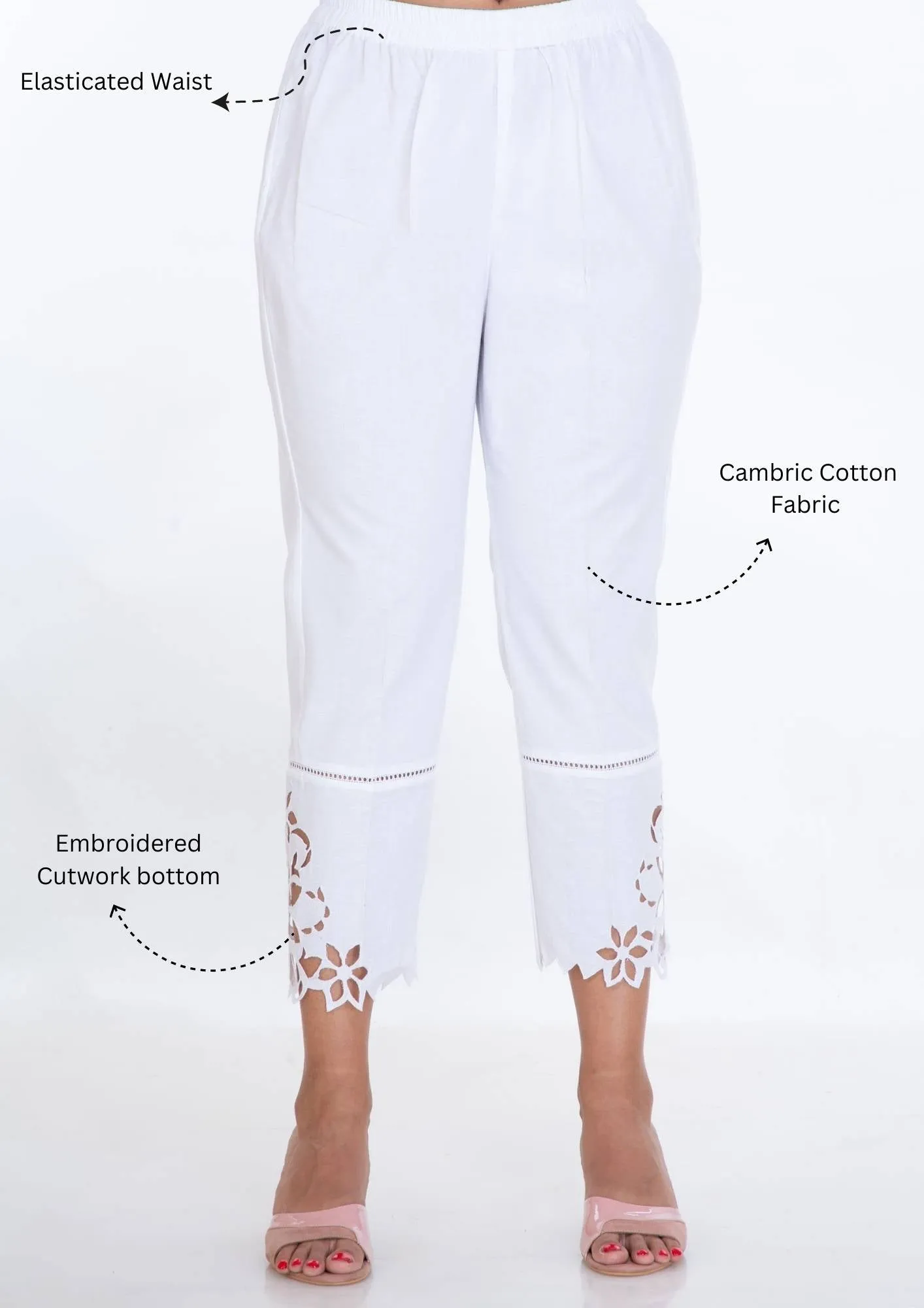 White Cut Work Pants