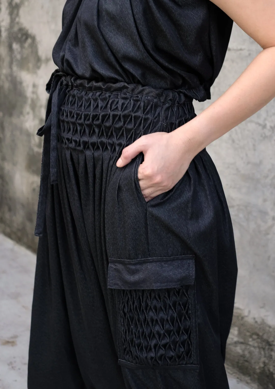 zamora harem pants - black chambray