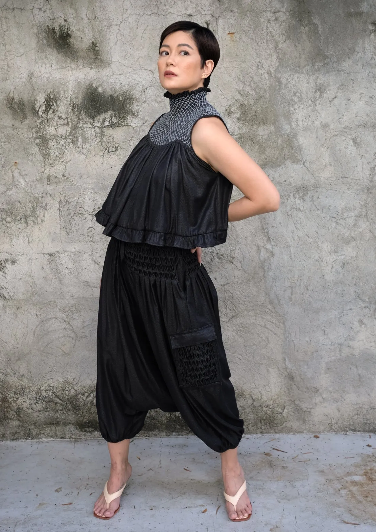 zamora harem pants - black chambray